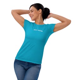Women's short sleeve t-shirt - womens-fashion-fit-t-shirt-caribbean-blue-front-2-653fd43a0335f