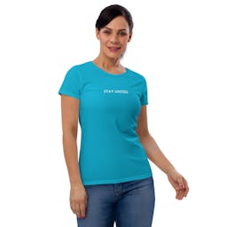 Women's short sleeve t-shirt - womens-fashion-fit-t-shirt-caribbean-blue-front-653fd43a02f3e